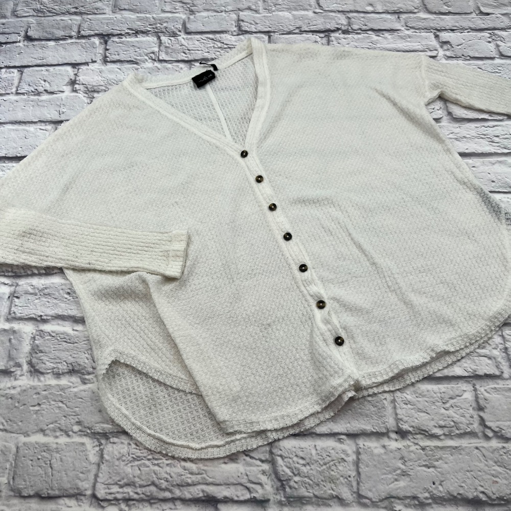 Urban Outfitters Out From Under Thermal Top White Button Front Waffle Knit XS